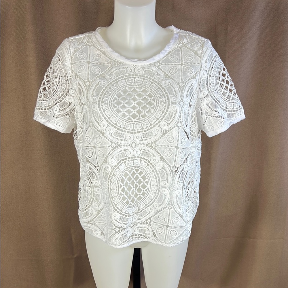 Sundance White Crochet Blouse